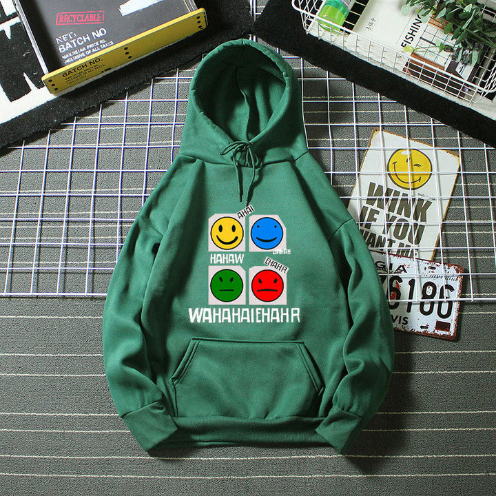 Kvinnohoodie med glad emoji-design Mirla-Eva Jonsson