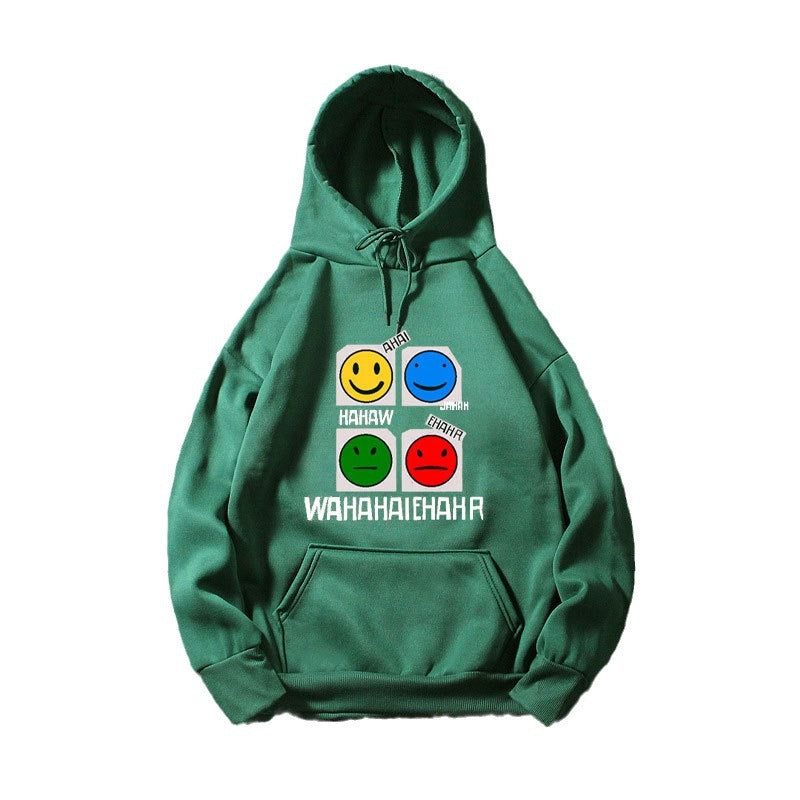 Kvinnohoodie med glad emoji-design Mirla-Eva Jonsson