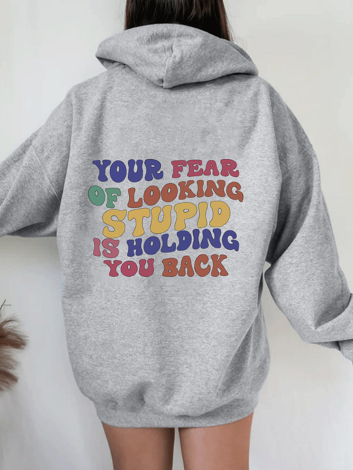 Kvinnohoodie med inspirerande tryck uttalande Mirla-Eva Jonsson