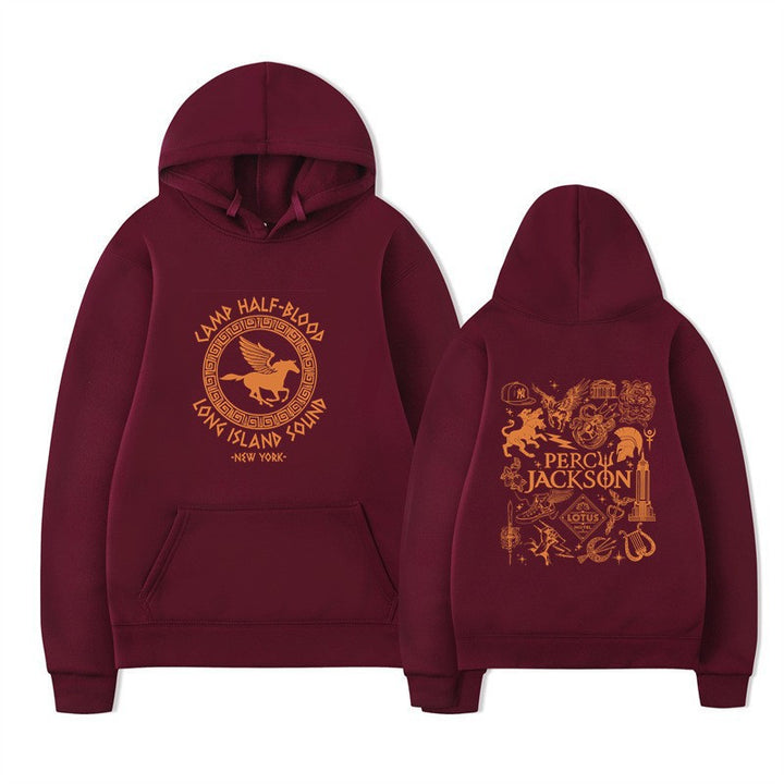 Kvinnohoodie med konstnärlig mytologiprint Mirla-Eva Jonsson