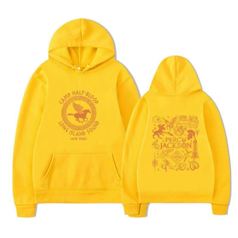 Kvinnohoodie med konstnärlig mytologiprint Mirla-Eva Jonsson