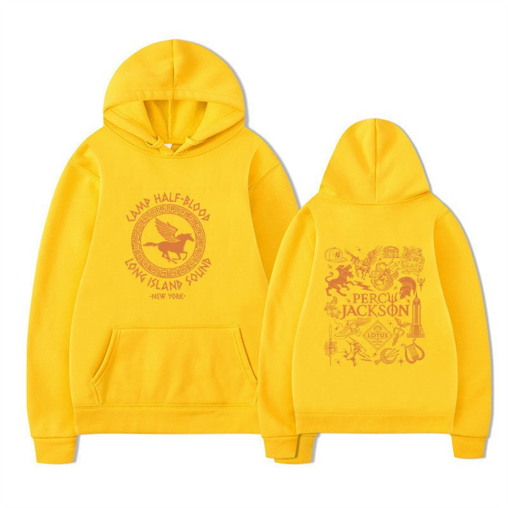 Kvinnohoodie med konstnärlig mytologiprint Mirla-Eva Jonsson