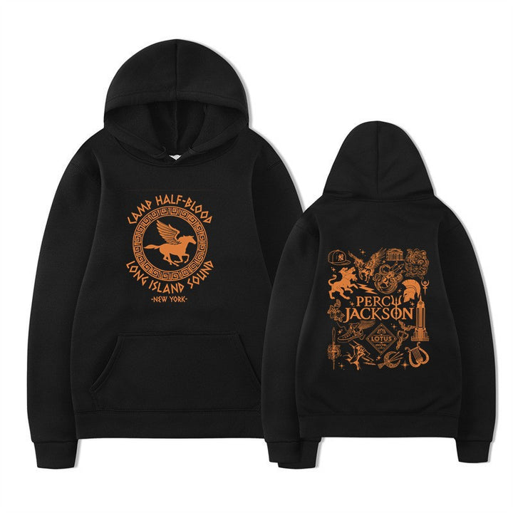 Kvinnohoodie med konstnärlig mytologiprint Mirla-Eva Jonsson