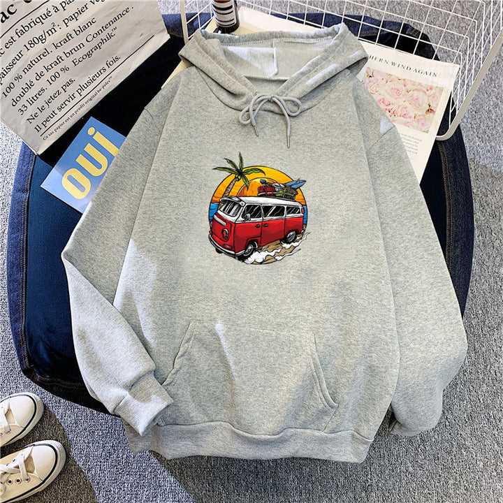 Kvinnohoodie med kreativ vintage van motiv Chic & Style-Eva Jonsson