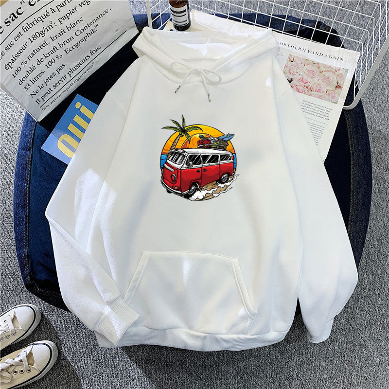 Kvinnohoodie med kreativ vintage van motiv Chic & Style-Eva Jonsson