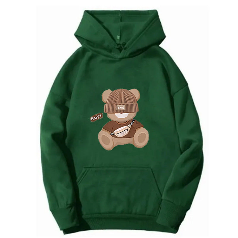 Kvinnohoodie med unikt björnmotiv Mirla-Eva Jonsson
