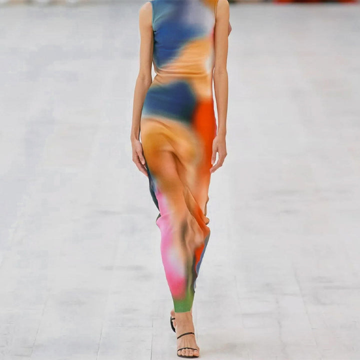 Kvinnor Abstract Print Bodycon Maxi Klänning Eva Jonsson-Eva Jonsson