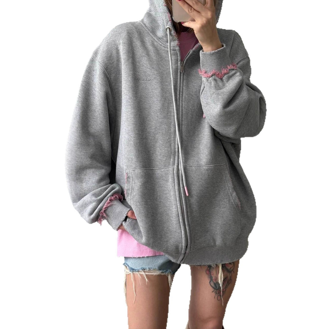 Kvinnor Bekväm Oversized Hoodie med Moderiktiga Fransar Mirla-Eva Jonsson