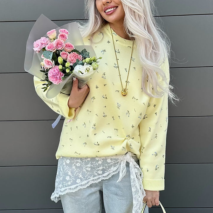 Kvinnor Bekväm och Elegant Stickad Tröja med Blommor Detaljer Mirla-Eva Jonsson