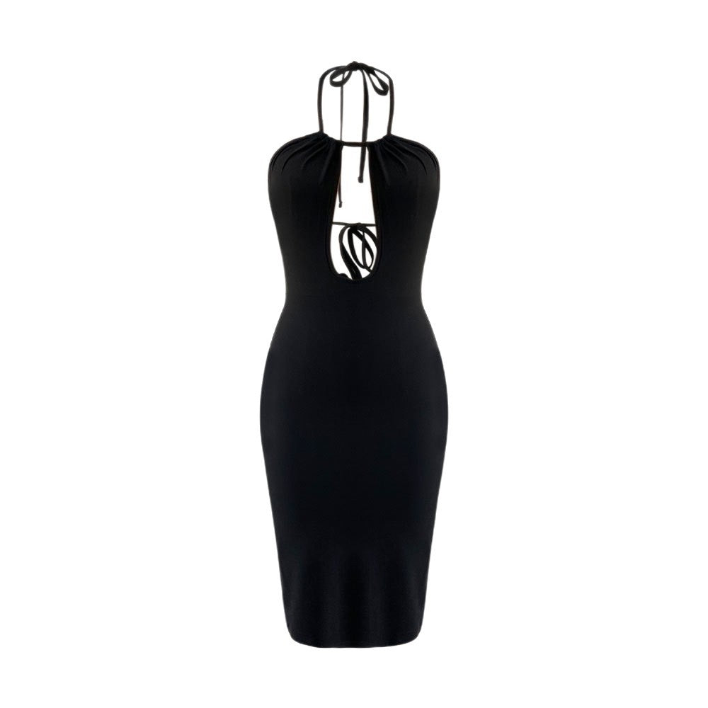 Kvinnor Bodycon Klänning med Djup V-ringning och Raffinerad Halter Design Mirla-Eva Jonsson