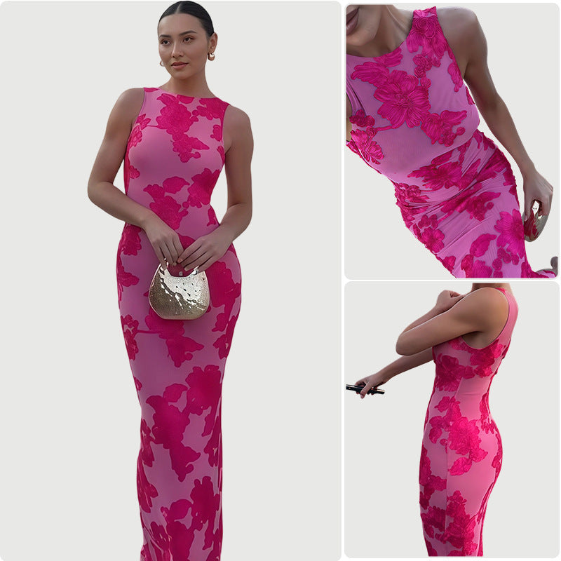 Kvinnor Bodycon klänning med blommönster och elegant snitt Mirla-Eva Jonsson