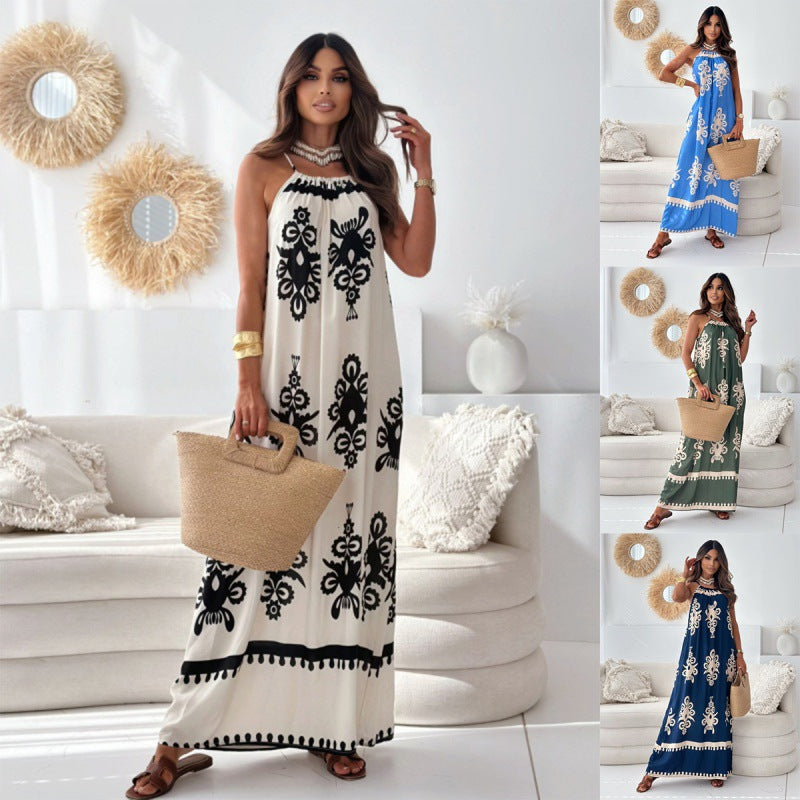 Kvinnor Bohemian Halterneck Maxi Klänning Eva Jonsson-Eva Jonsson