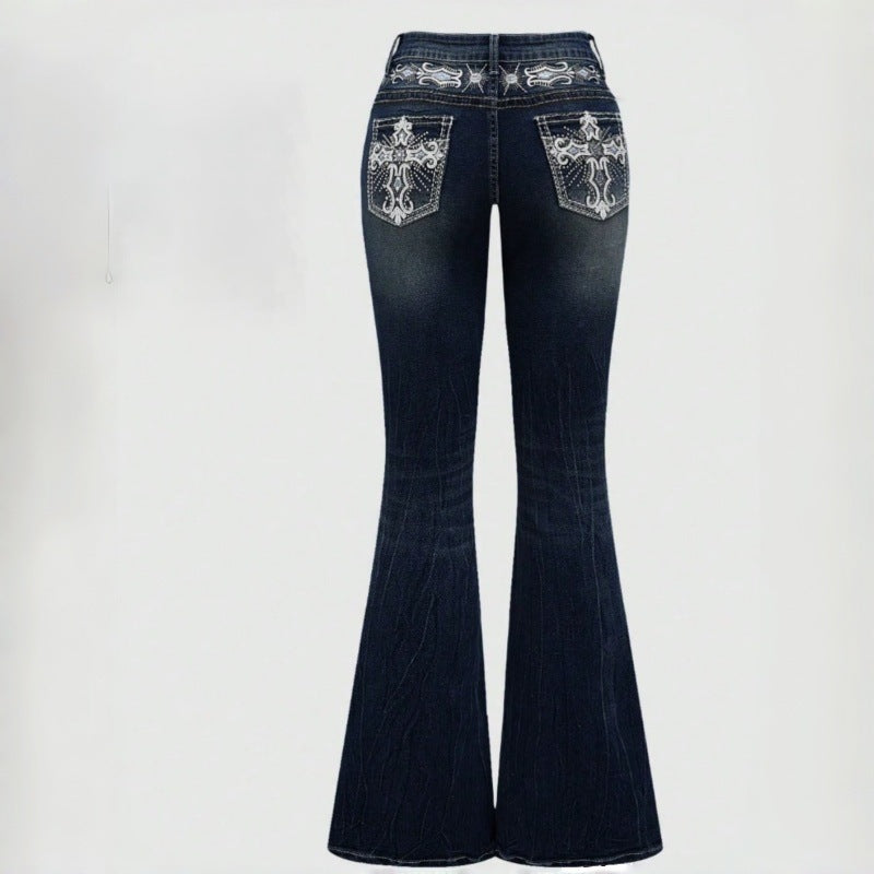 Kvinnor Bootcut Jeans med avancerade broderier och hög midja Mirla-Eva Jonsson