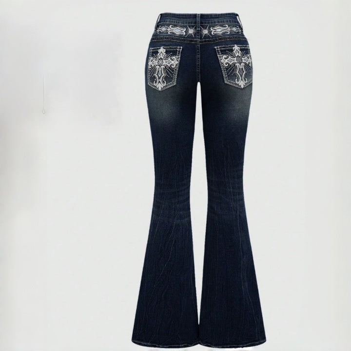 Kvinnor Bootcut Jeans med avancerade broderier och hög midja Mirla-Eva Jonsson