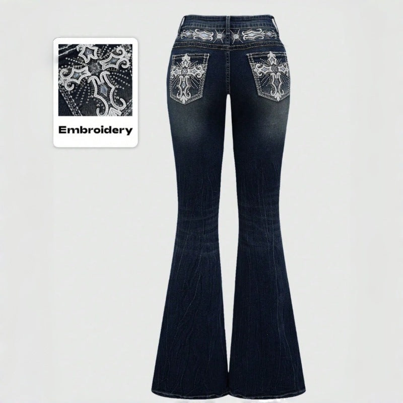 Kvinnor Bootcut Jeans med avancerade broderier och hög midja Mirla-Eva Jonsson