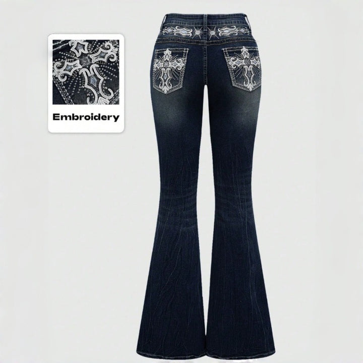 Kvinnor Bootcut Jeans med avancerade broderier och hög midja Mirla-Eva Jonsson