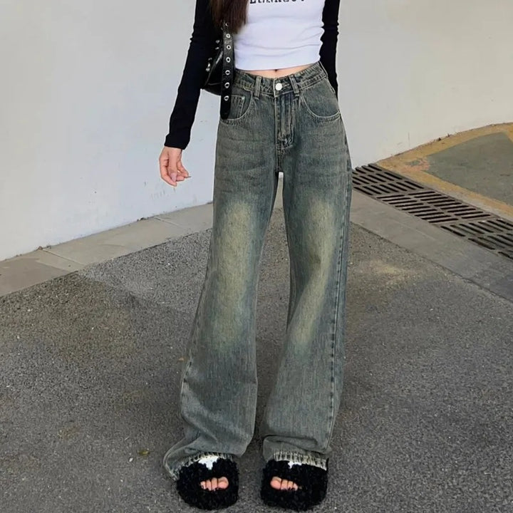 Kvinnor Bred Skär Högmidjade Denim Jeans Mirla-Eva Jonsson