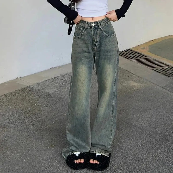 Kvinnor Bred Skär Högmidjade Denim Jeans Mirla-Eva Jonsson