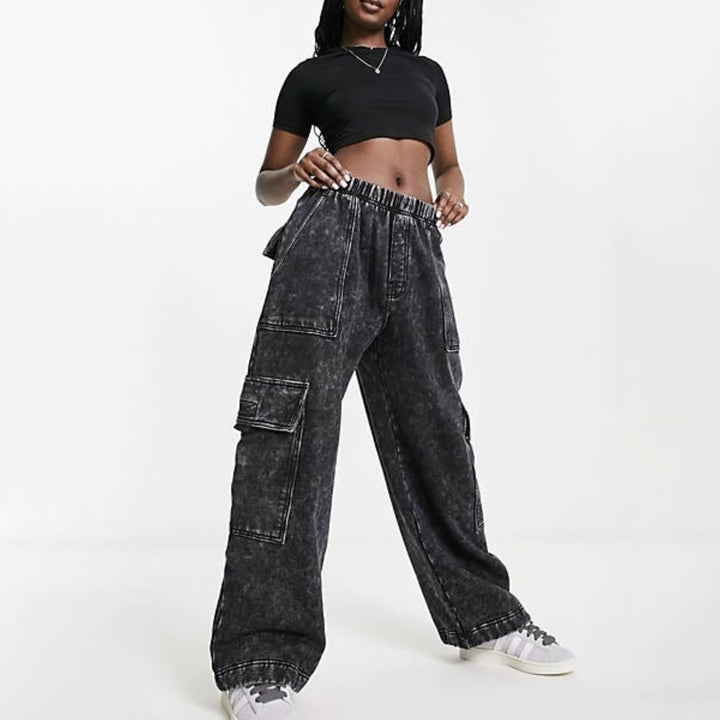 Kvinnor Casual Cargo Jeans med Vid Klipp Mirla-Eva Jonsson