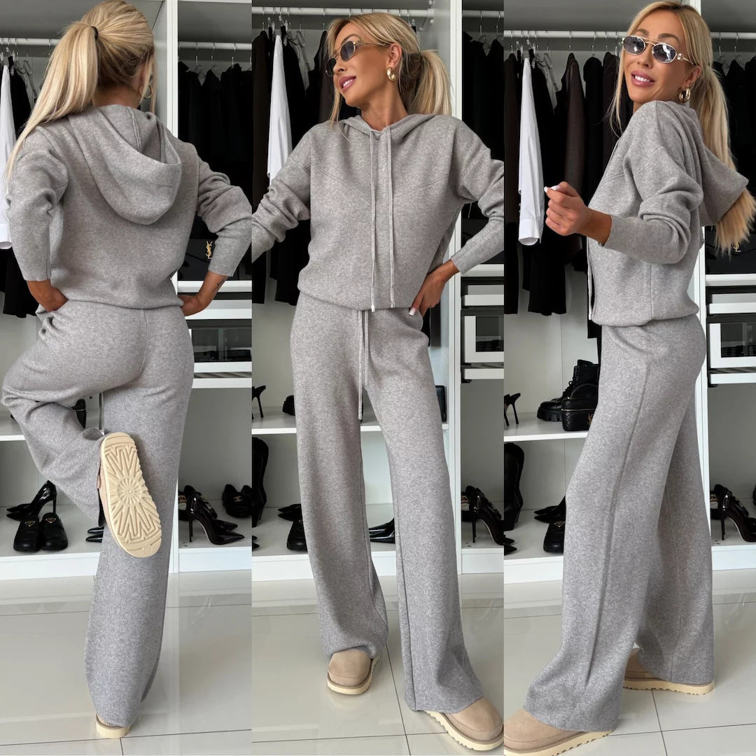 Kvinnor Casual Fleece Hoodie och Lösa Byxor Set Mirla-Eva Jonsson
