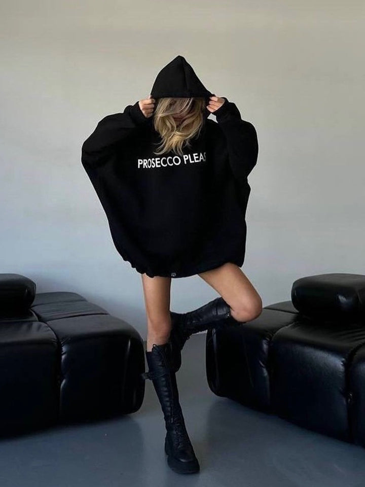 Kvinnor Casual Oversized Hoodie med Dragsko och Ribbad Manschett Mirla-Eva Jonsson
