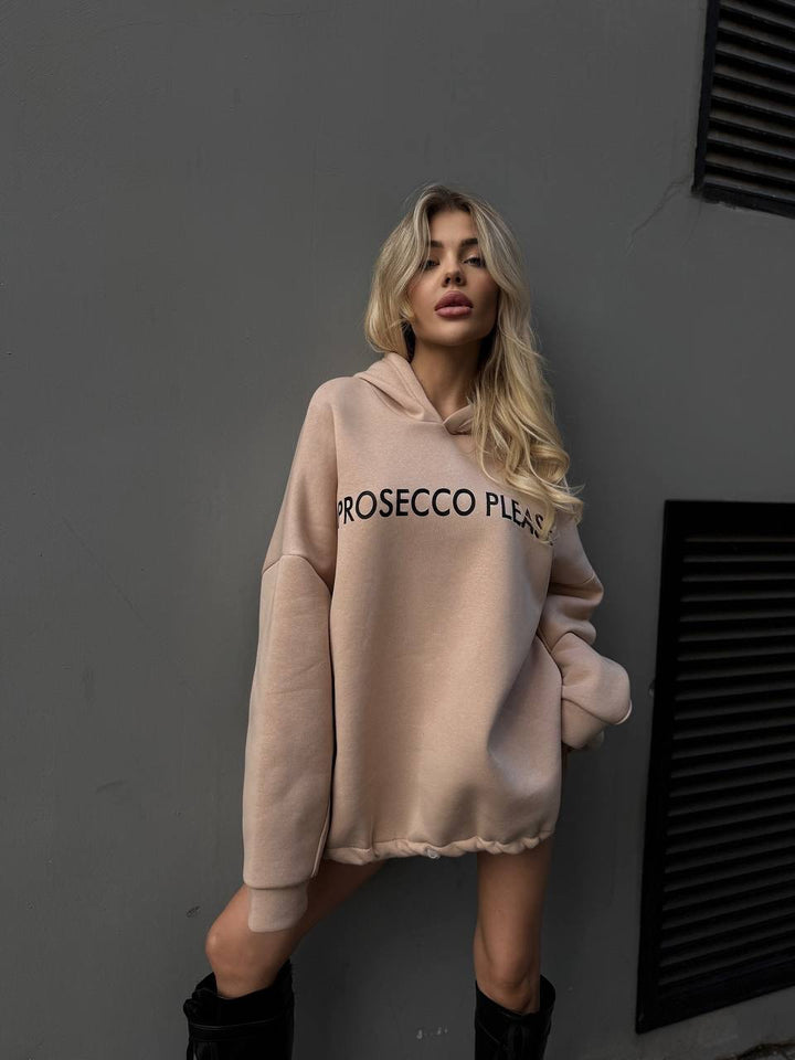 Kvinnor Casual Oversized Hoodie med Dragsko och Ribbad Manschett Mirla-Eva Jonsson