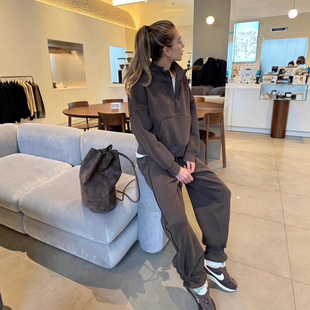 Kvinnor Casual Oversized Lounge Sweatjacka och Joggingbyxor Set Mirla-Eva Jonsson