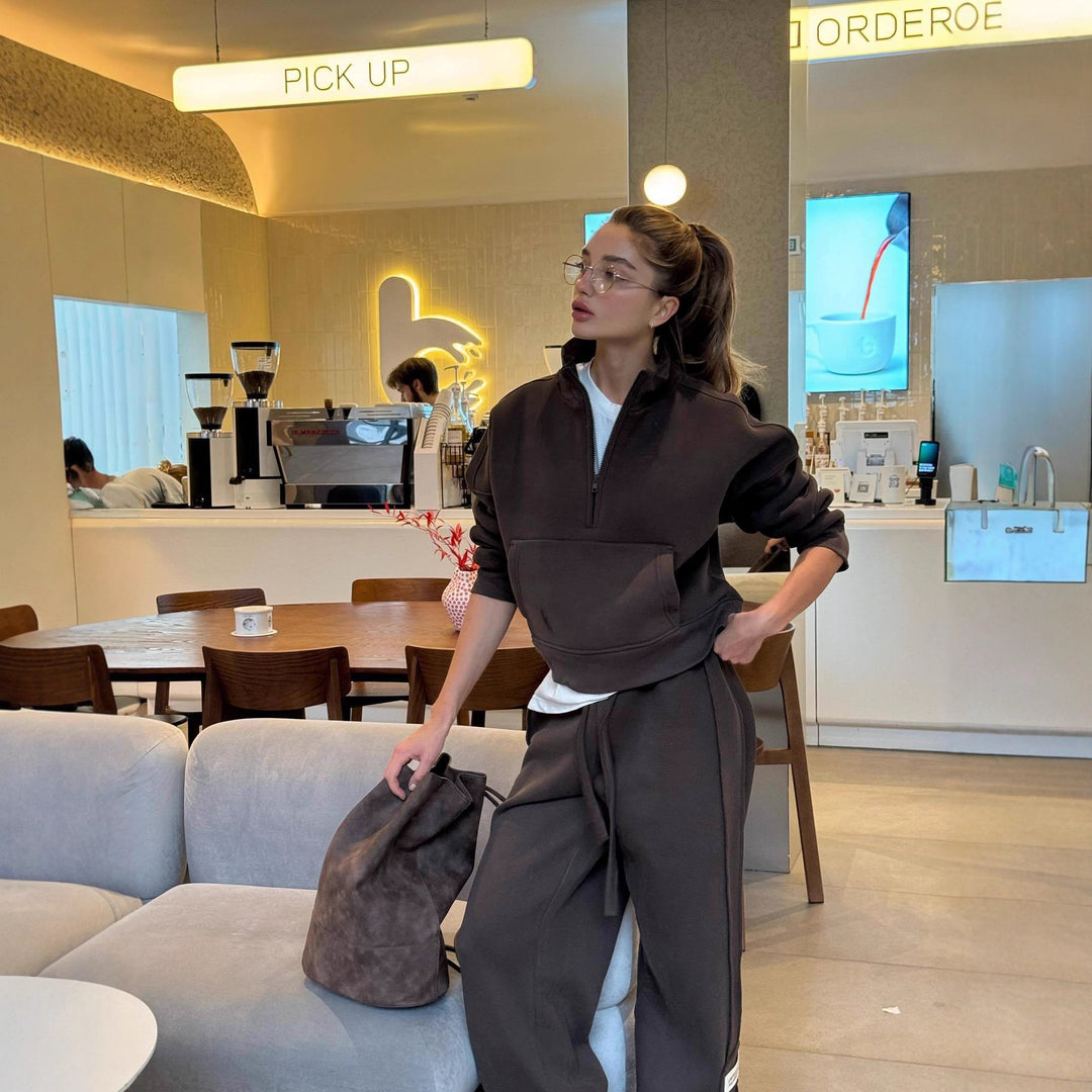 Kvinnor Casual Oversized Lounge Sweatjacka och Joggingbyxor Set Mirla-Eva Jonsson