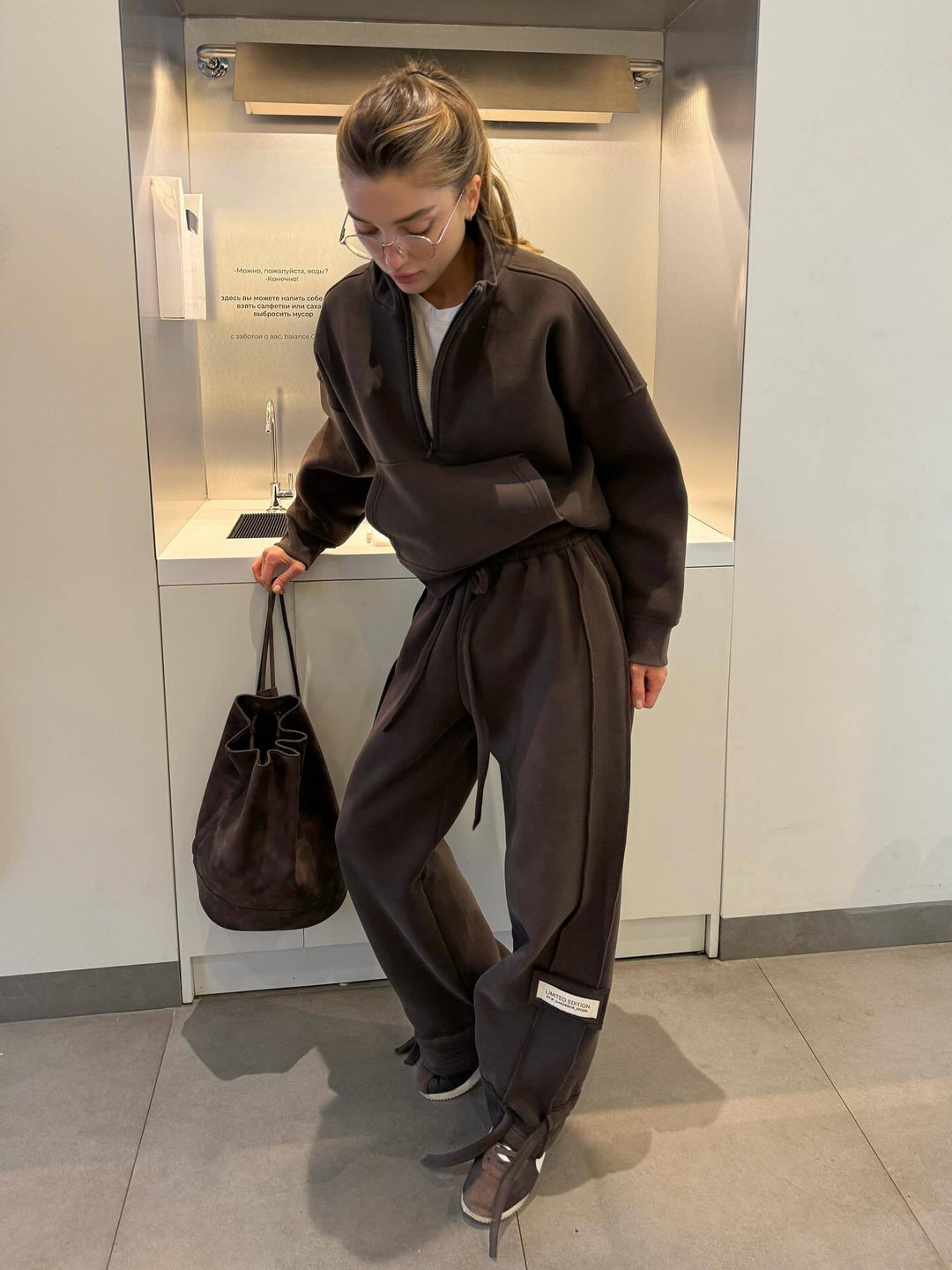 Kvinnor Casual Oversized Lounge Sweatjacka och Joggingbyxor Set Mirla-Eva Jonsson