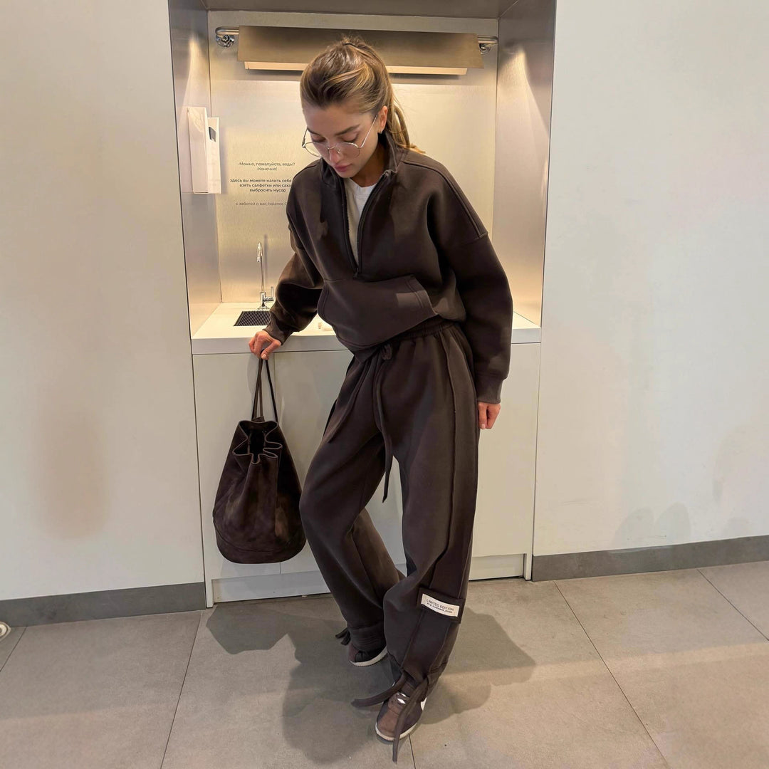 Kvinnor Casual Oversized Lounge Sweatjacka och Joggingbyxor Set Mirla-Eva Jonsson