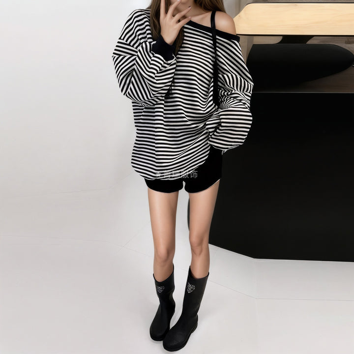 Kvinnor Casual Oversized Tröja med ett Modernt Randmönster-Eva Jonsson