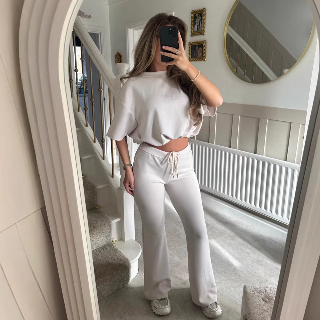 Kvinnor Casual Stickad Lounge Set med Löst Passform och Eleganta Detaljer-Eva Jonsson