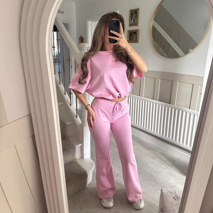 Kvinnor Casual Stickad Lounge Set med Löst Passform och Eleganta Detaljer-Eva Jonsson