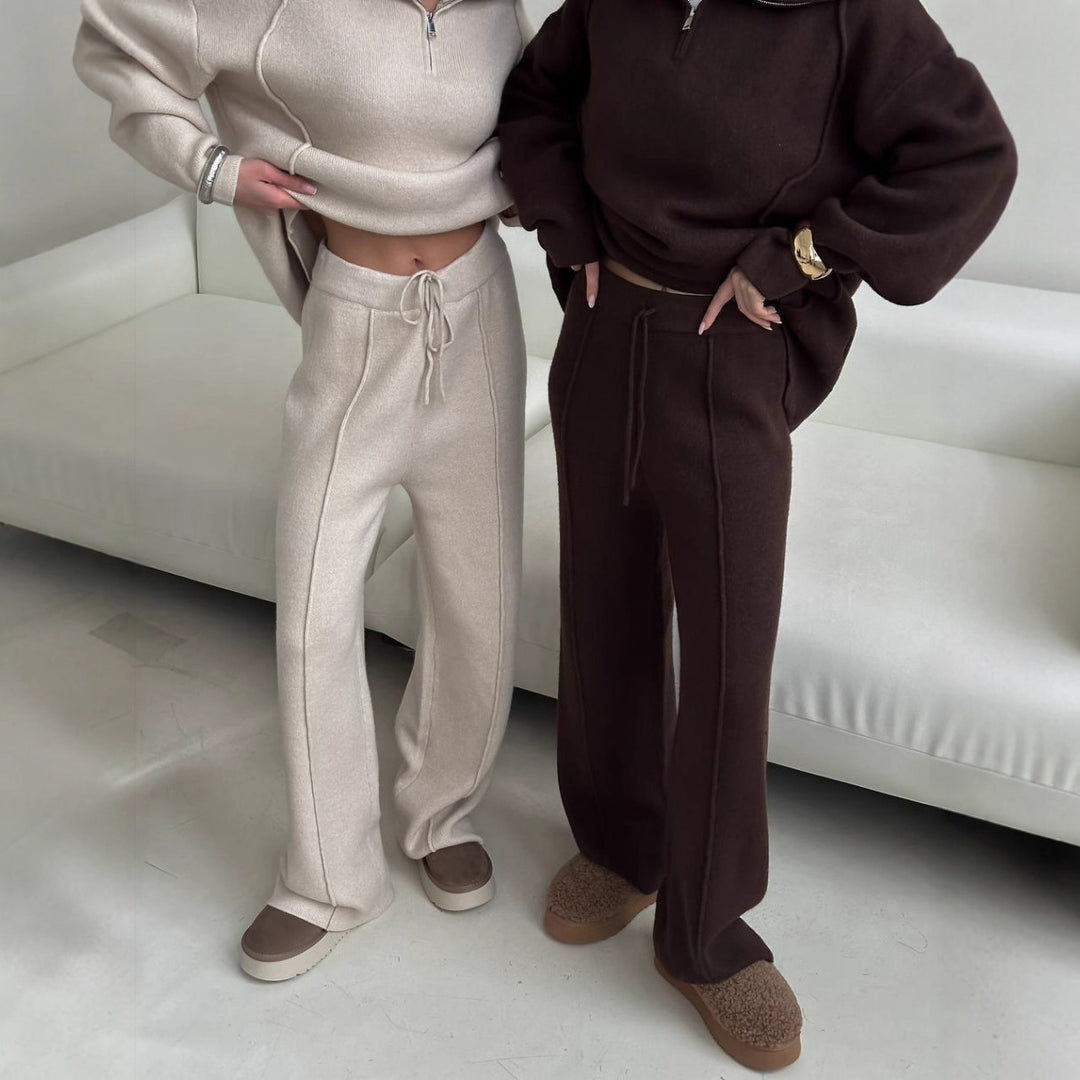 Kvinnor Casual Sweatshirt och Joggingbyxor Set med Dragkedja och Bekväm Midja Mirla-Eva Jonsson