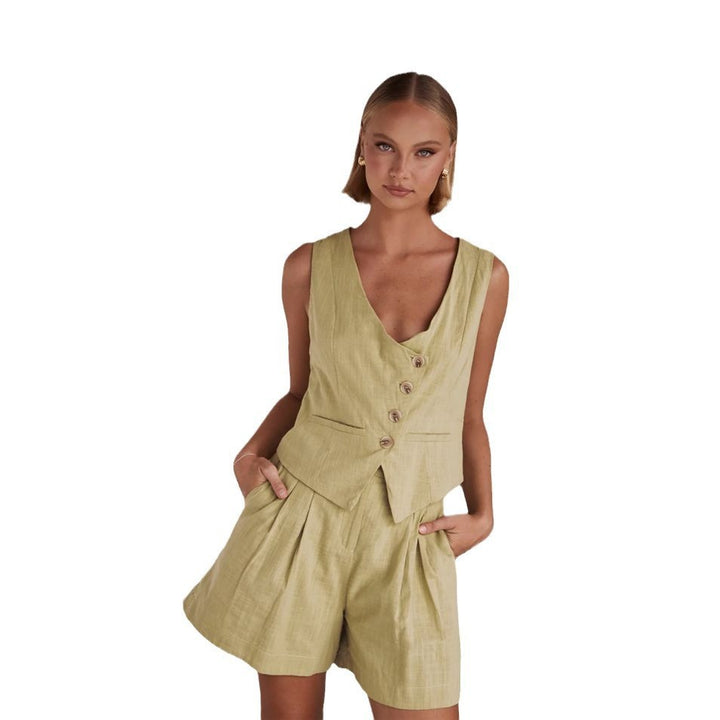 Kvinnor Casual Tvådelat med Kortärmad Blus och Shorts Mirla-Eva Jonsson