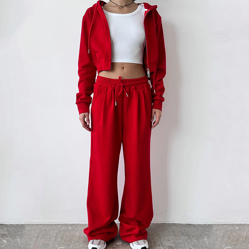 Kvinnor Cropped Hoodie och Vida Joggingbyxor Set Mirla-Eva Jonsson