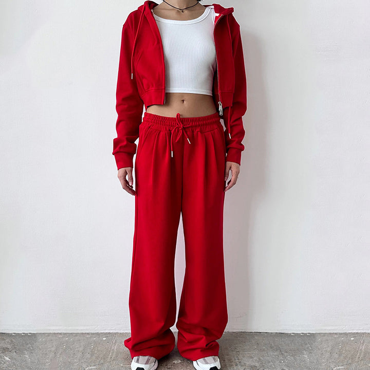 Kvinnor Cropped Hoodie och Vida Joggingbyxor Set Mirla-Eva Jonsson