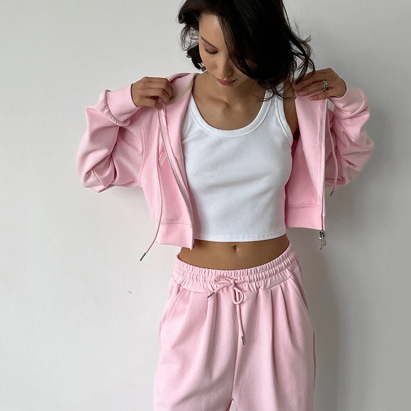 Kvinnor Cropped Hoodie och Vida Joggingbyxor Set Mirla-Eva Jonsson