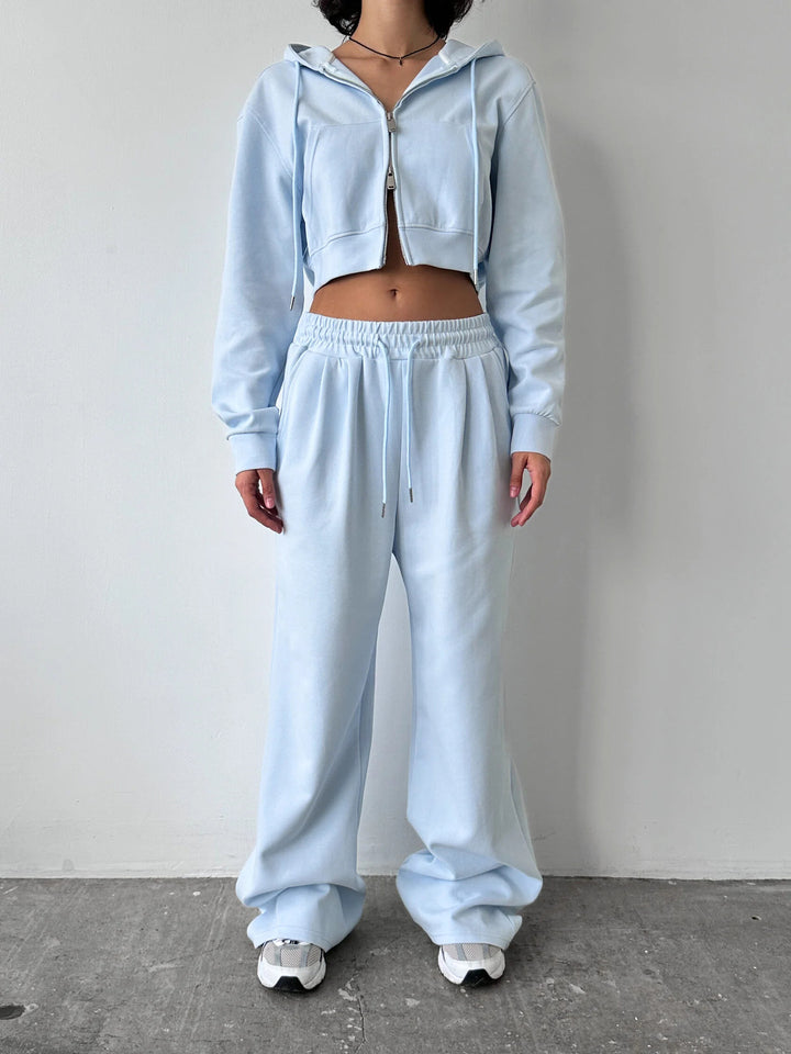 Kvinnor Cropped Hoodie och Vida Joggingbyxor Set Mirla-Eva Jonsson