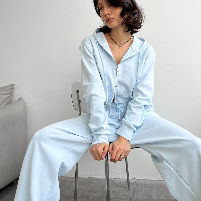 Kvinnor Cropped Hoodie och Vida Joggingbyxor Set Mirla-Eva Jonsson