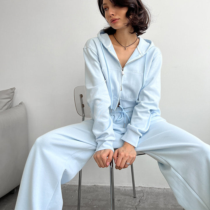 Kvinnor Cropped Hoodie och Vida Joggingbyxor Set Mirla-Eva Jonsson