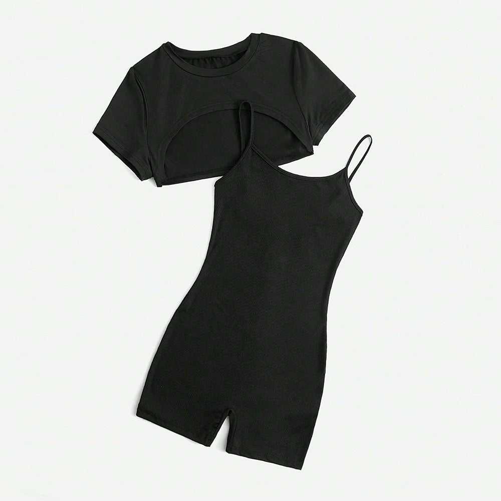 Kvinnor Cropped Top och Shorts Jumpsuit Set Mirla-Eva Jonsson