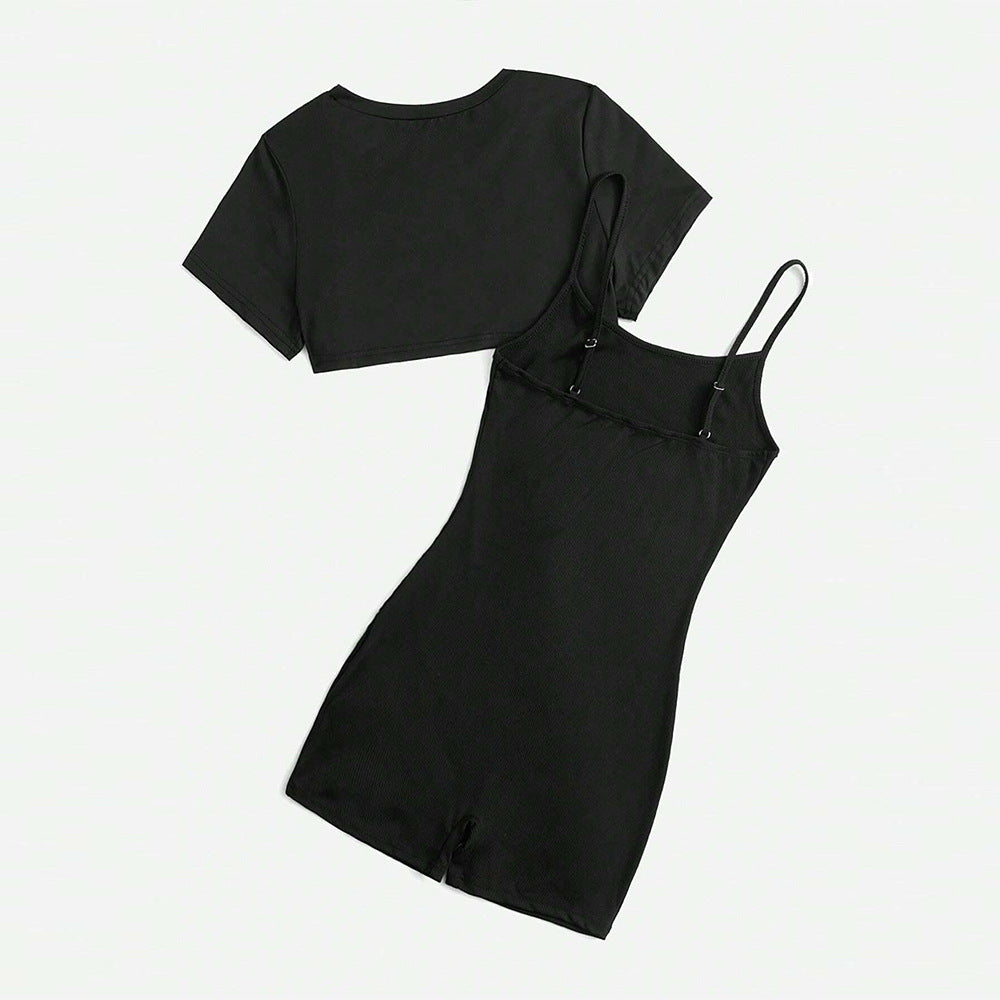 Kvinnor Cropped Top och Shorts Jumpsuit Set Mirla-Eva Jonsson