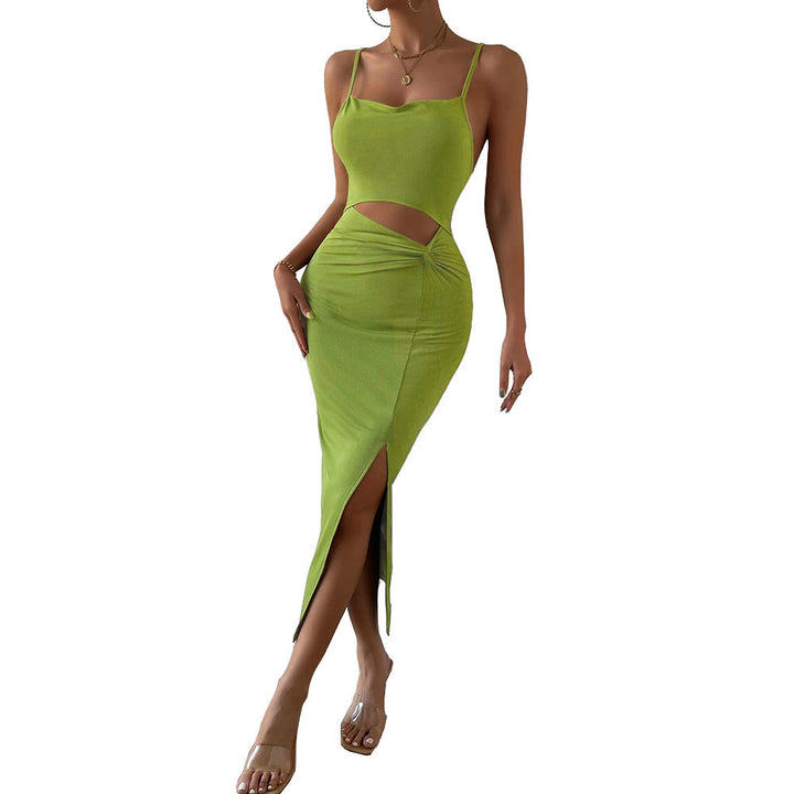Kvinnor Cut-Out Maxi Klänning med Elegant V-hals och Hög Sprund Mirla-Eva Jonsson