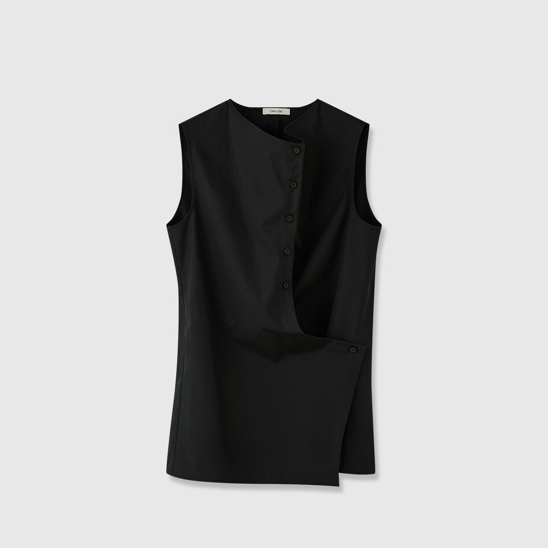 Kvinnor Elegant Ärmlös Skjorta med Asymmetrisk Snitt Mirla-Eva Jonsson