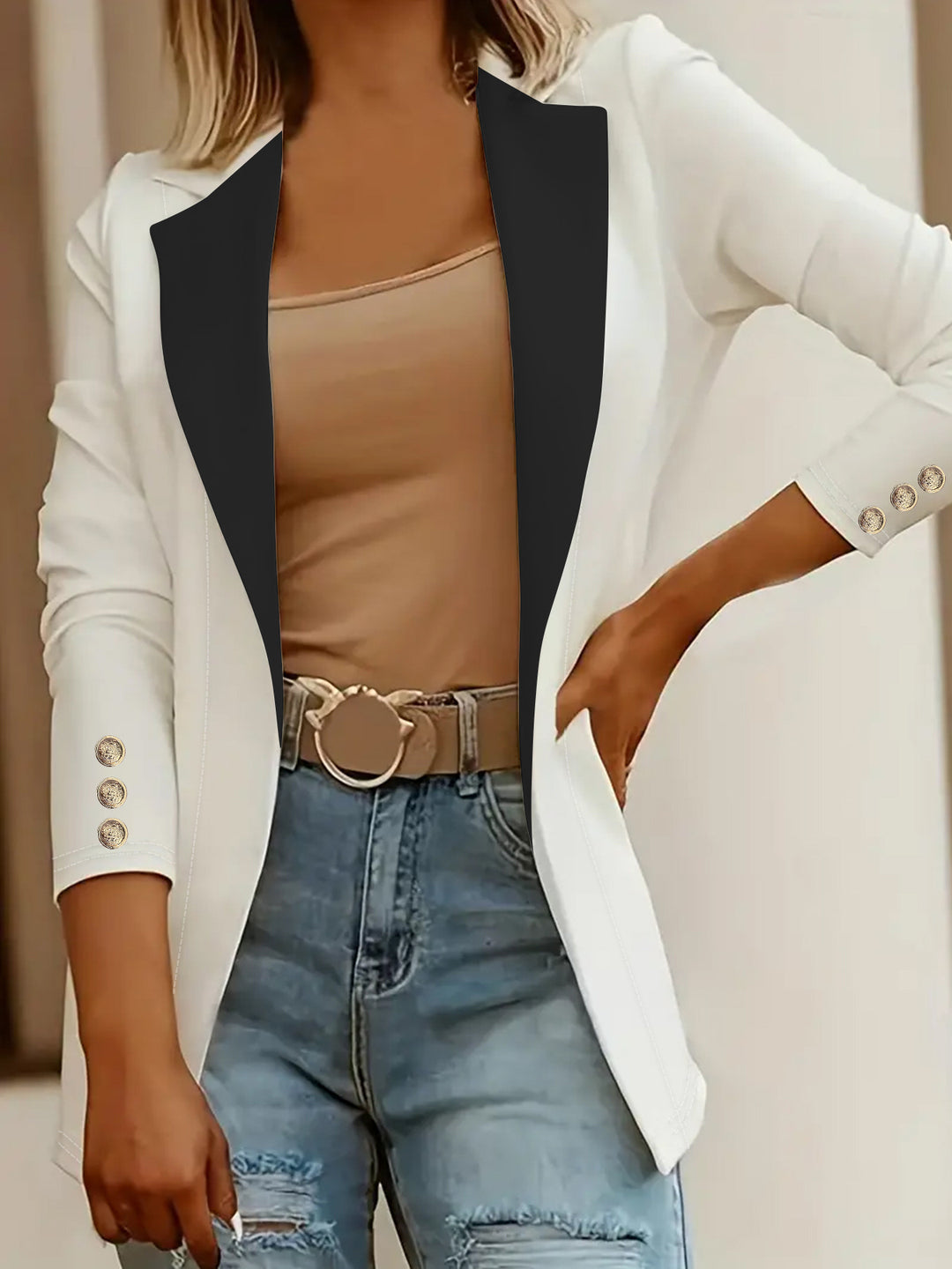 Kvinnor Elegant Blazer med kontrasterande insatser Mirla-Eva Jonsson
