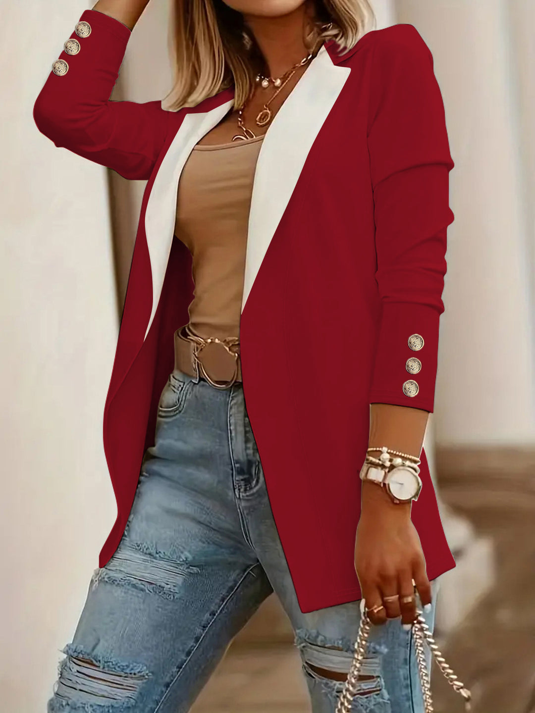 Kvinnor Elegant Blazer med kontrasterande insatser Mirla-Eva Jonsson