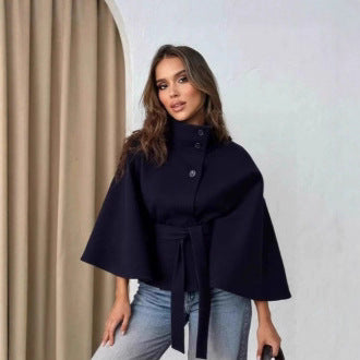 Kvinnor Elegant Cape Jacka med Bälte Mirla-Eva Jonsson