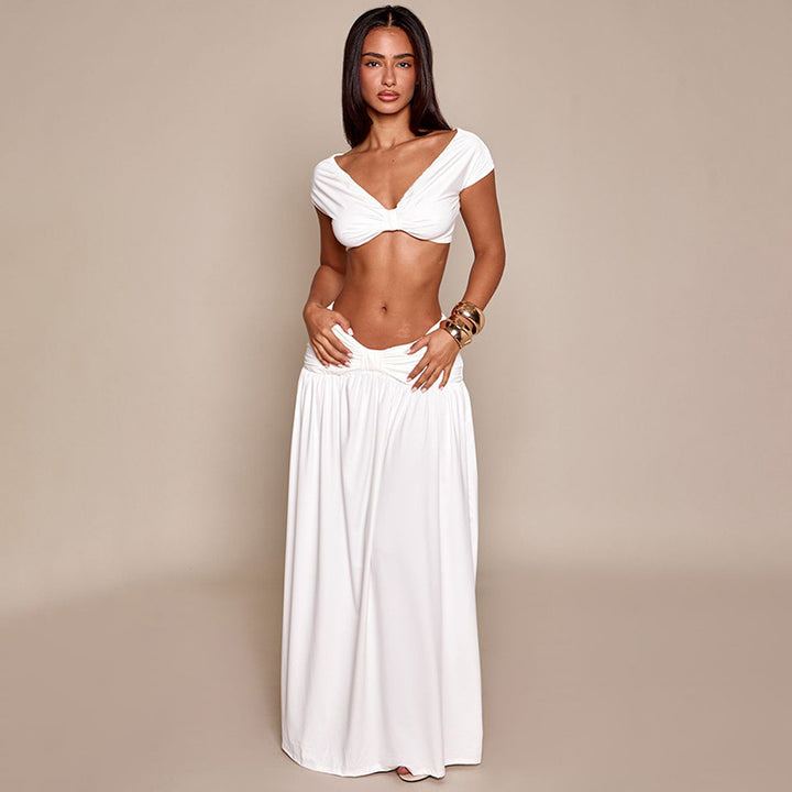 Kvinnor Elegant Cropped Top och Maxikjol Set Mirla-Eva Jonsson