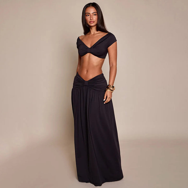 Kvinnor Elegant Cropped Top och Maxikjol Set Mirla-Eva Jonsson